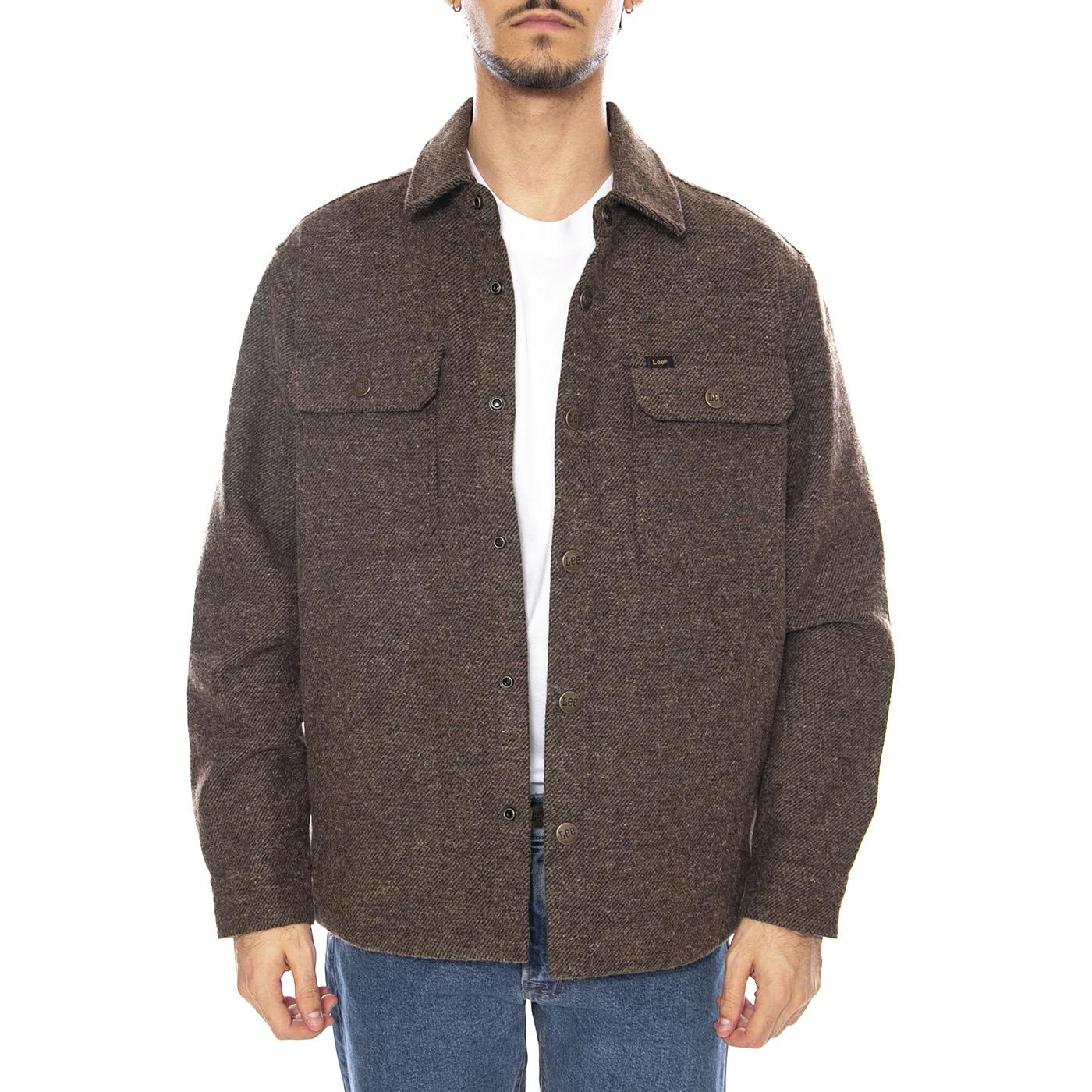 Overshirt Brwon Jaspe - Giacca Sovracanicia Uomo Marrone Uomo LEE - Image 2