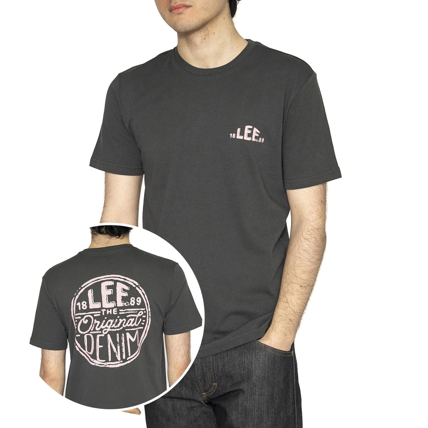 Regular Logo Tee Washed Black - Maglietta Girocollo Uomo Nera Uomo LEE