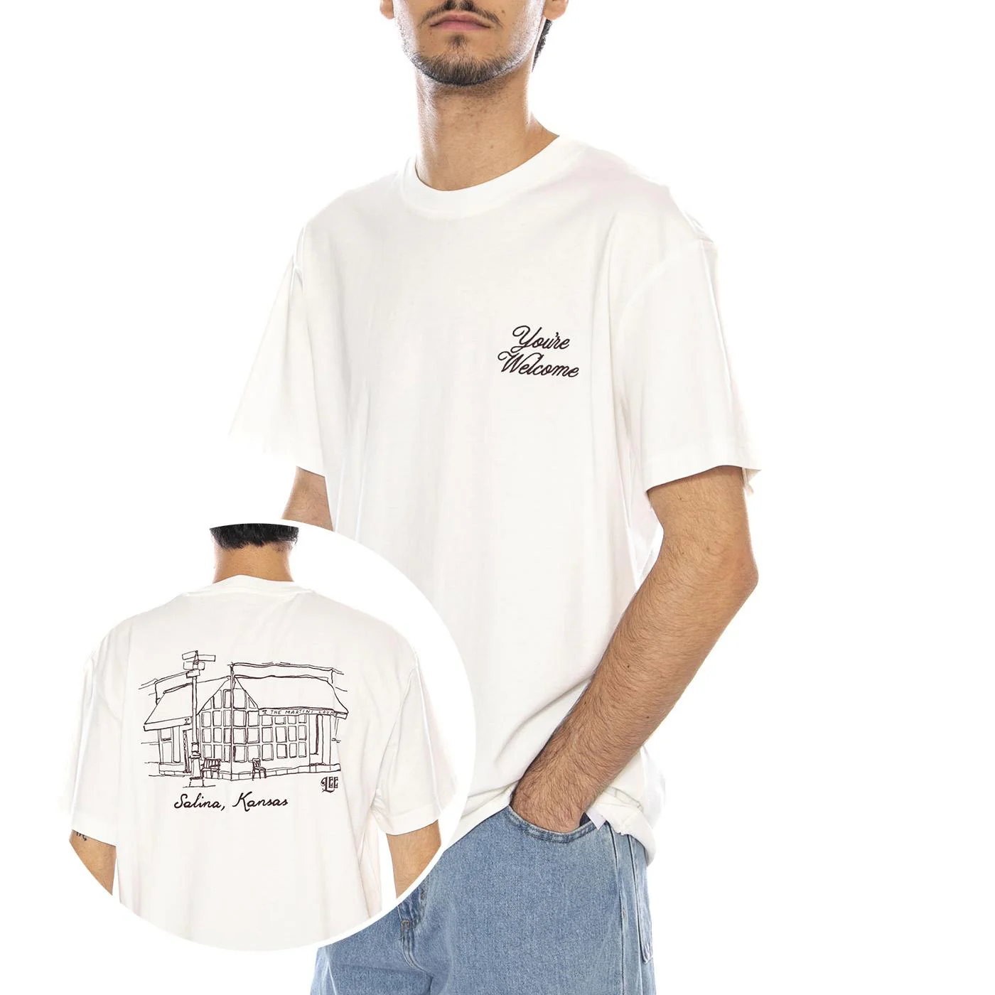 Relaxed Graphic Tee Ecru - Maglietta Girocollo Uomo Crema Uomo LEE
