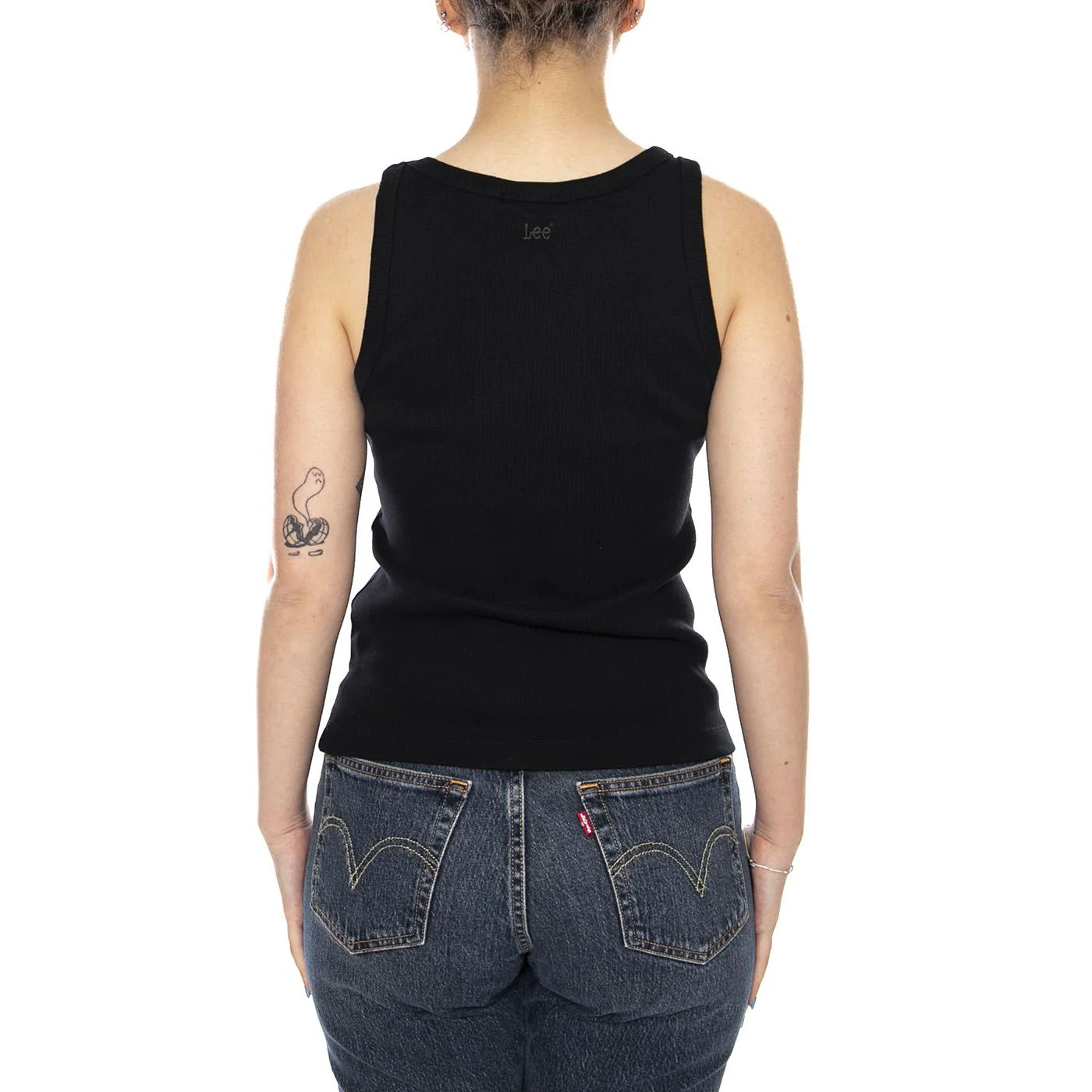 RIB TANK BLACK - Canotta a Costine Donna Nera Donna LEE - Image 3