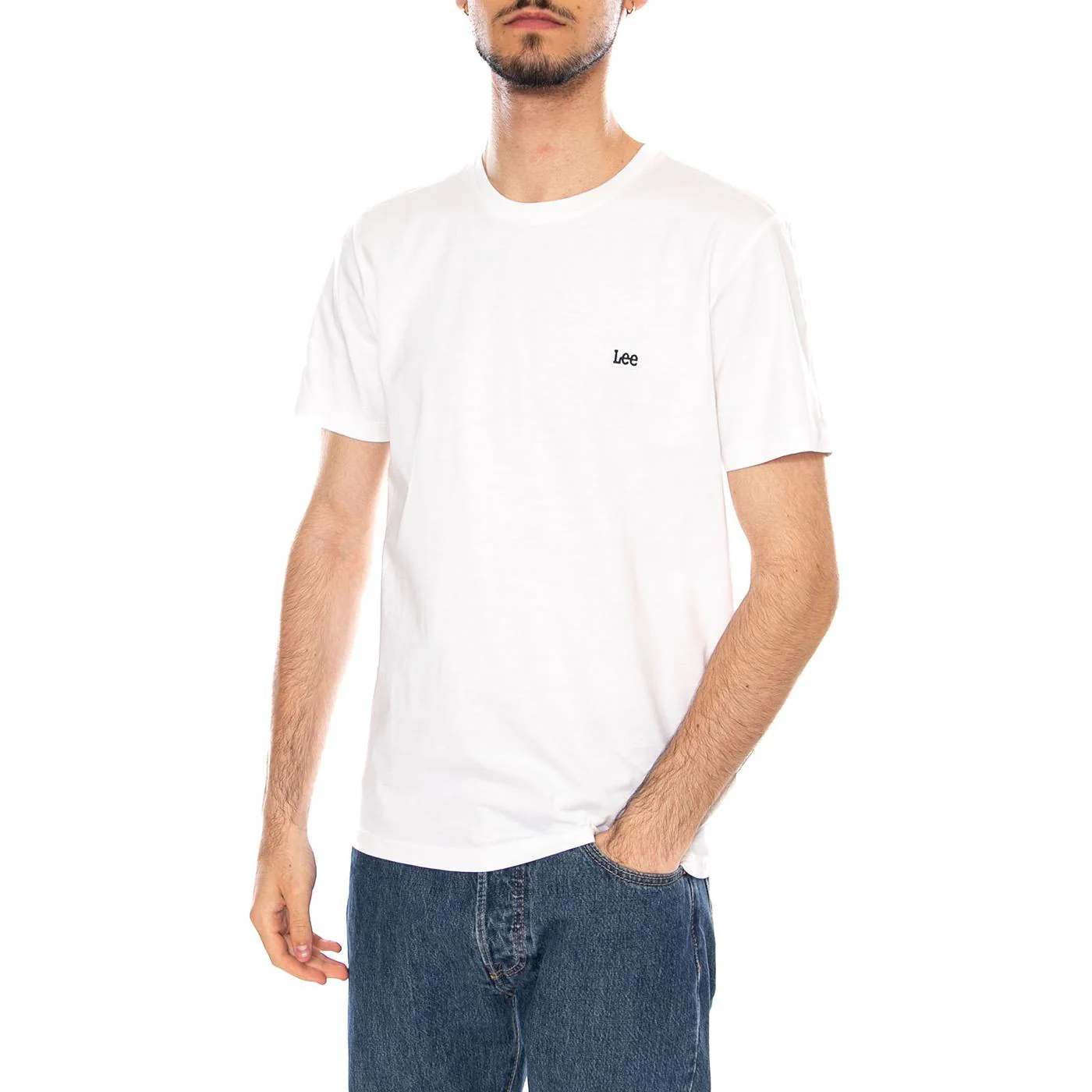 SS PATCH LOGO TEE WHITE - Maglietta Girocollo Uomo Bianca  Uomo LEE