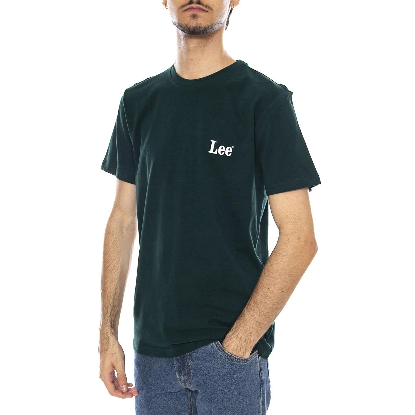 SS Smal Logo Tee Jade Forest - Maglietta Girocollo Uomo Verde Scusro Uomo LEE