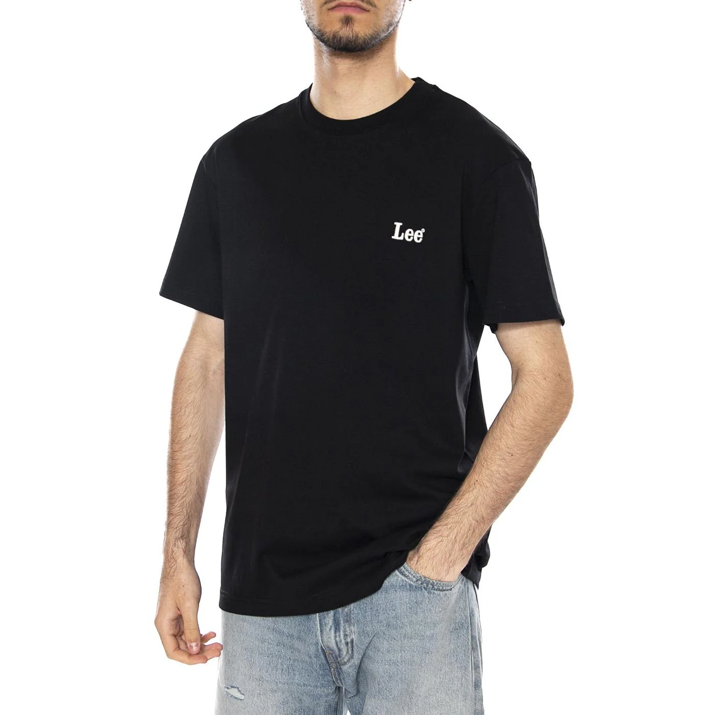 SS SMALL LOGO TEE BLACK - Maglietta Girocollo Uomo Nera Uomo LEE