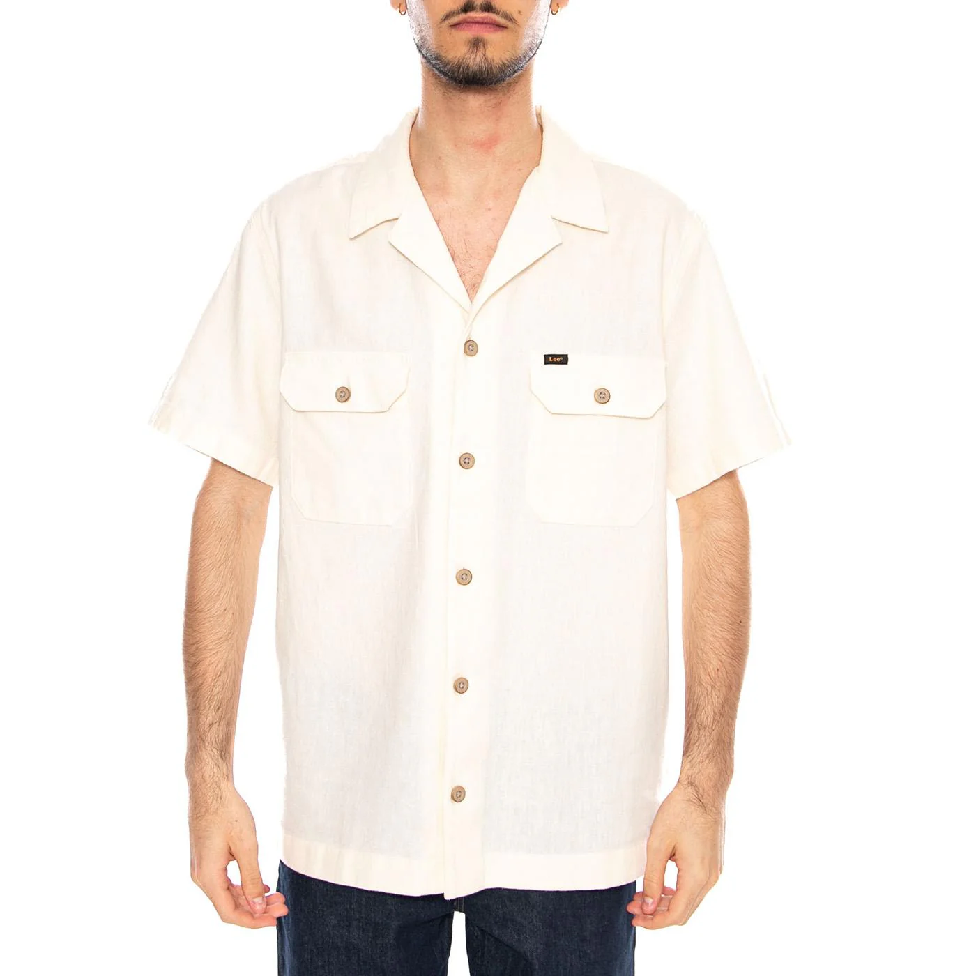 SS Utility Camp Shirt Natural White - Camicia Maniche Corte Uomo Bianca  Uomo LEE - Image 2