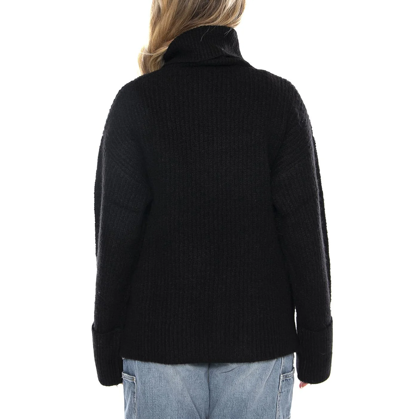 Wide Cuff Turtle Neck Unionall Black -- Maglione Collo Alto Donna Nero Donna LEE - Image 3