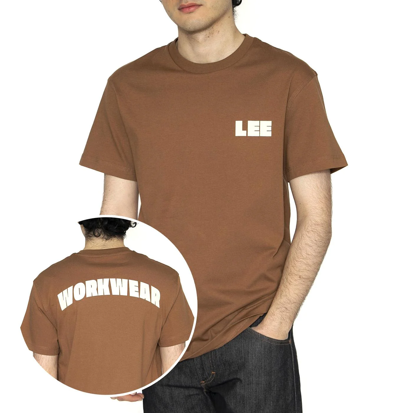 WW Graphic Tee Burlwood - Maglietta Girocollo Uomo Marrone Uomo LEE