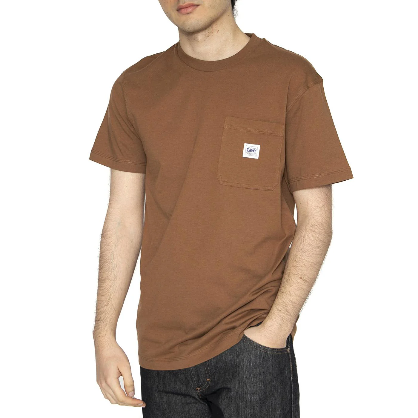 WW Pocket Tee Burlwood - Maglietta Girocollo Uomo Marrone Uomo LEE