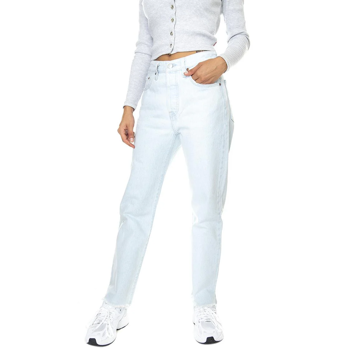 501 Crop Z5128 S Light Indigo Worn In - Pantaloni Denim Jeans Donna Blu  Donna LEVIS