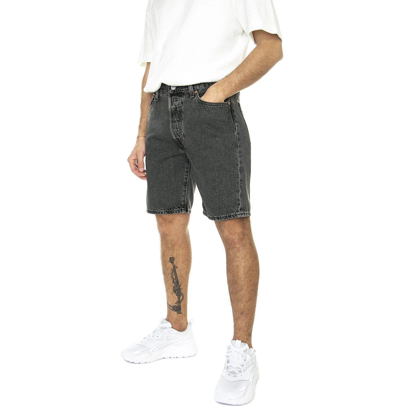 501 Original Short Permanent Marker Short Grey - Bermuda Denim Jeans Uomo Grigi  Uomo LEVIS