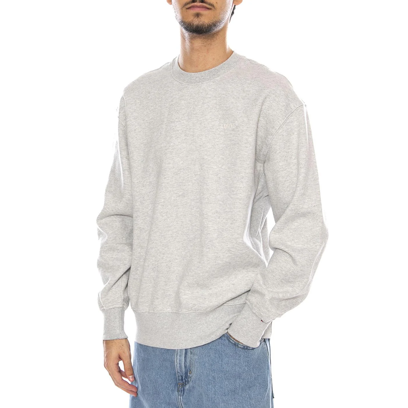 Authentic Crew Light Gray Heather Bros BC03 Neutral - Felpa Girocollo Uomo Grigia Uomo LEVIS