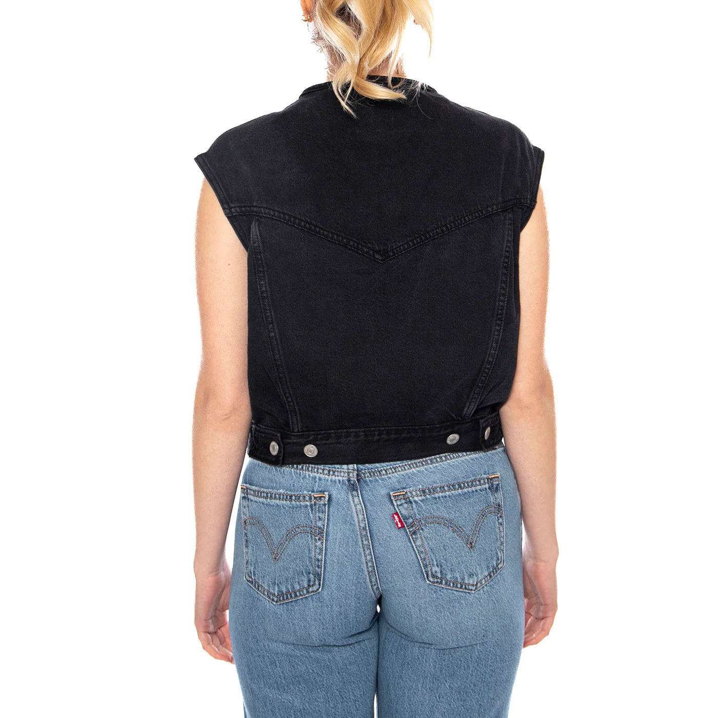 Collarless Shrunken 90S Vest - None Your Business Stone - Cardigan Donna Nero Donna LEVIS - Image 3
