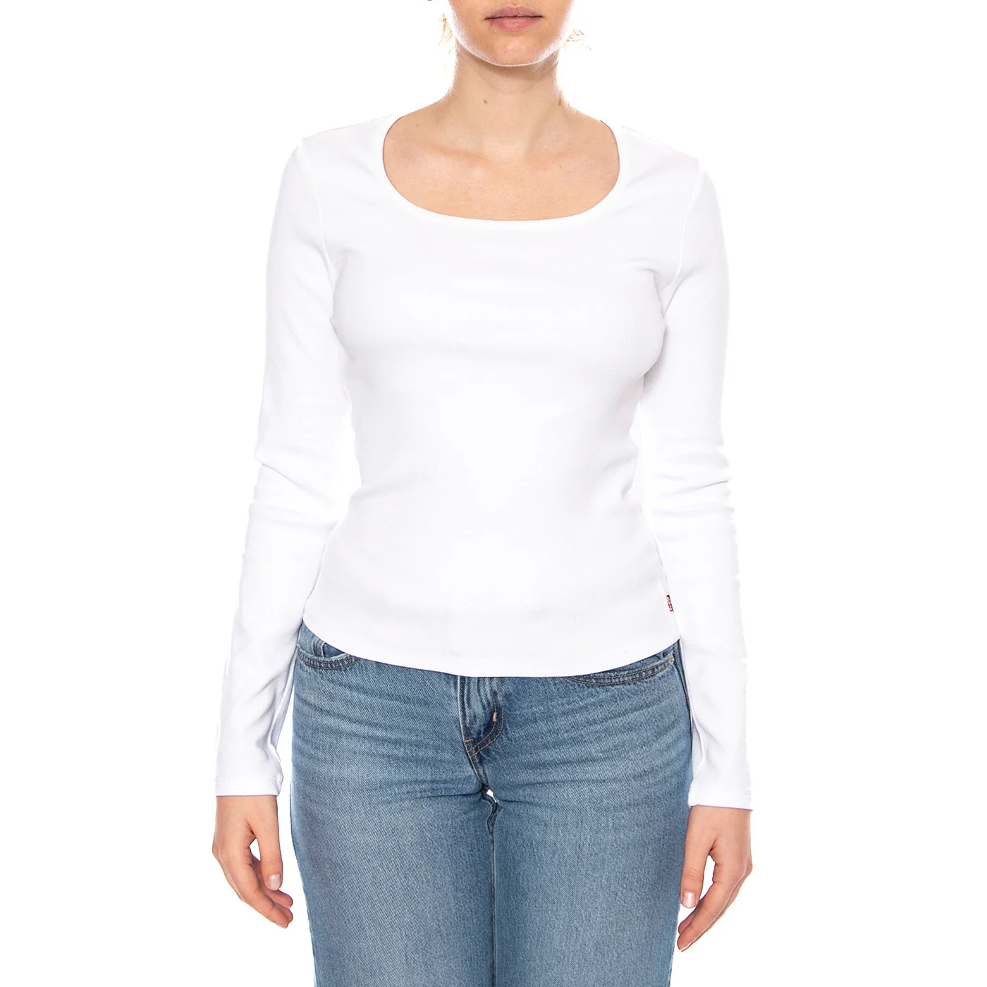 Essential Sqrd Neck Long Sleeve - Bright White Rib - Maglietta Girocollo Maniche Lunghe Donna Bianca Donna LEVIS - Image 2