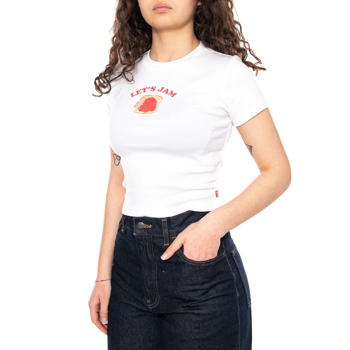 GR Essential Sporty Tee - Lets Jam Bright White - Maglietta Girocollo Donna Bianca  Donna LEVIS