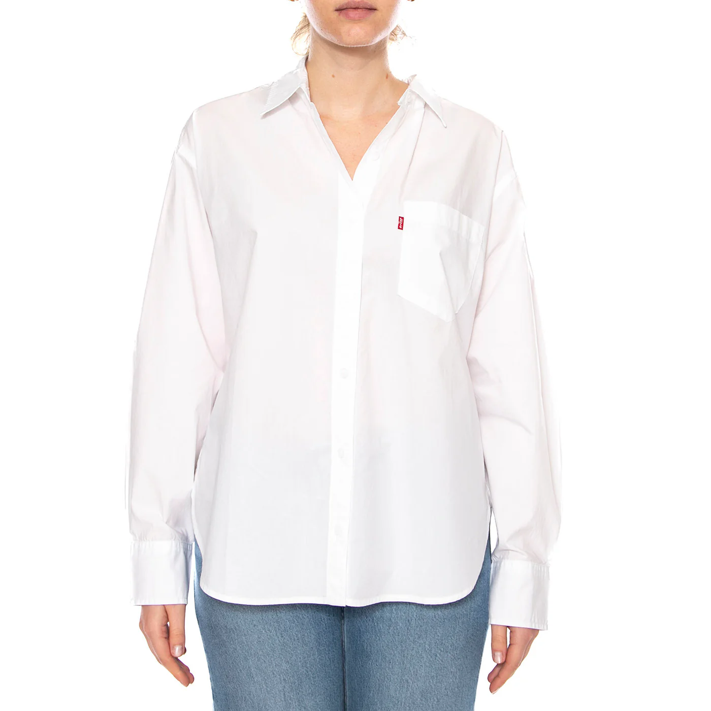 Harlie Boyfriend Shirt - Amari Stripe Chambray Blue 1 Poplin - Camicia Donna Bianca Donna LEVIS - Image 2
