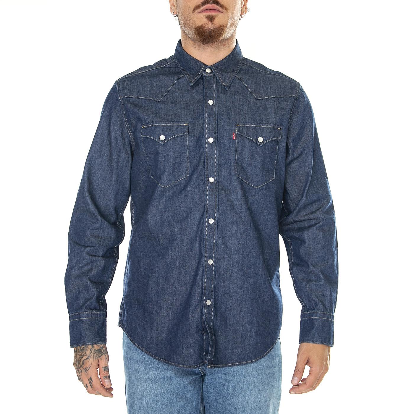 M' Barstow Western Standard Red Cast Rinse Marbled TH 2H 19 Shirt - Camicia Uomo Denim Jeans Blu Uomo LEVIS - Image 2
