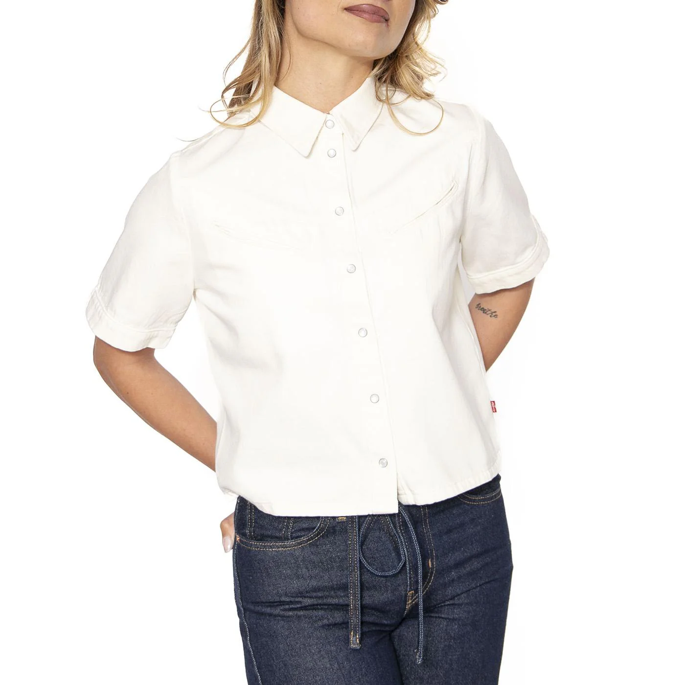 Rinoa Camp Shirt Seeded State - Camicia Maniche Corte Donna Bianca Donna LEVIS