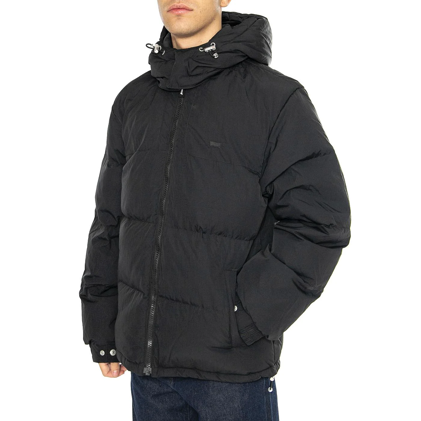 Rockridge Short Puffer Jet Black - Giacca con Cappuccio Uomo Nera Uomo LEVIS