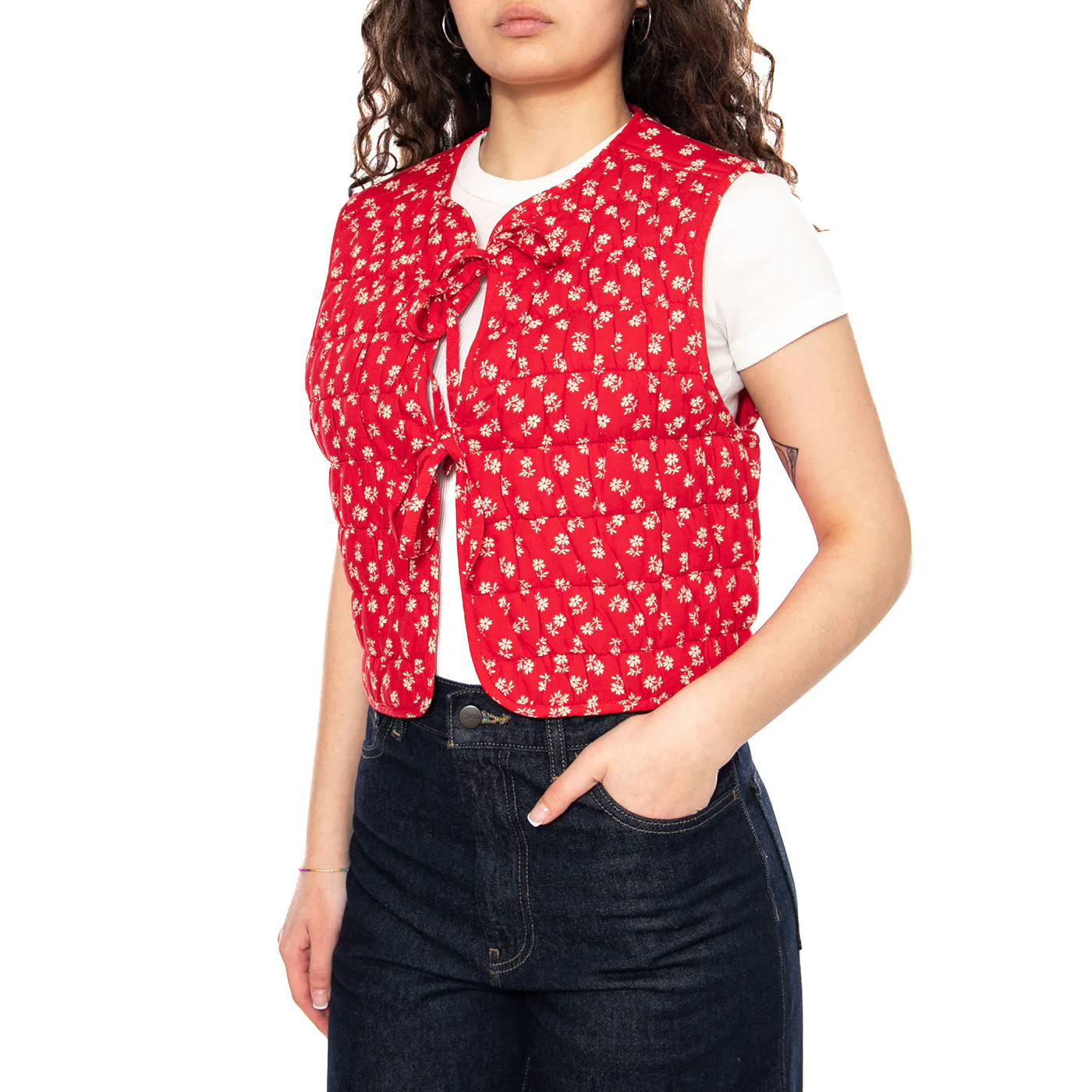 Rue Liner Vest - Angela Daisy Urban Red - Gilet Donna Rosso  Donna LEVIS