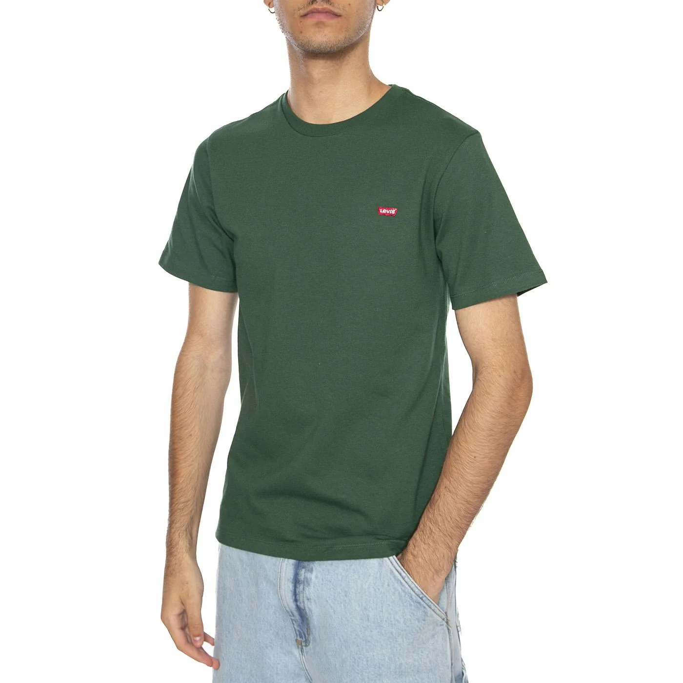 SS Original HM Tee Dark Green Jersey - Maglietta Girocollo Uomo Verde Uomo LEVIS
