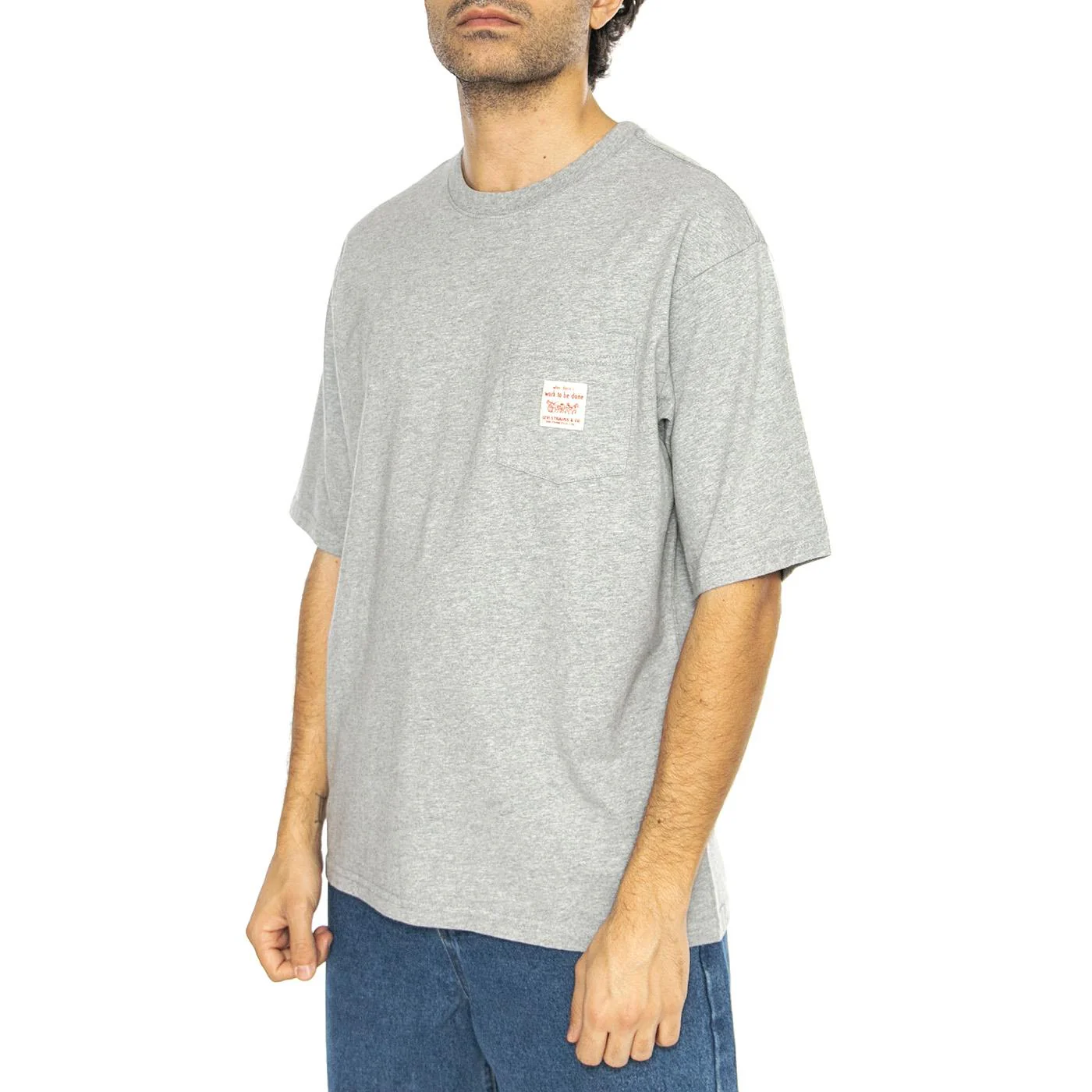 SS Workwear Tee Mid Tone Grey Heather - Maglietta Girocollo Uomo Grigia Uomo LEVIS