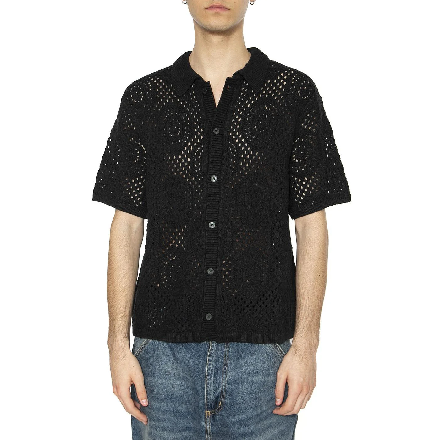 Sweater Camp Shirt Pointelle Crochet Jet - Camicia Maniche Corte Uomo Nera Uomo LEVIS - Image 2