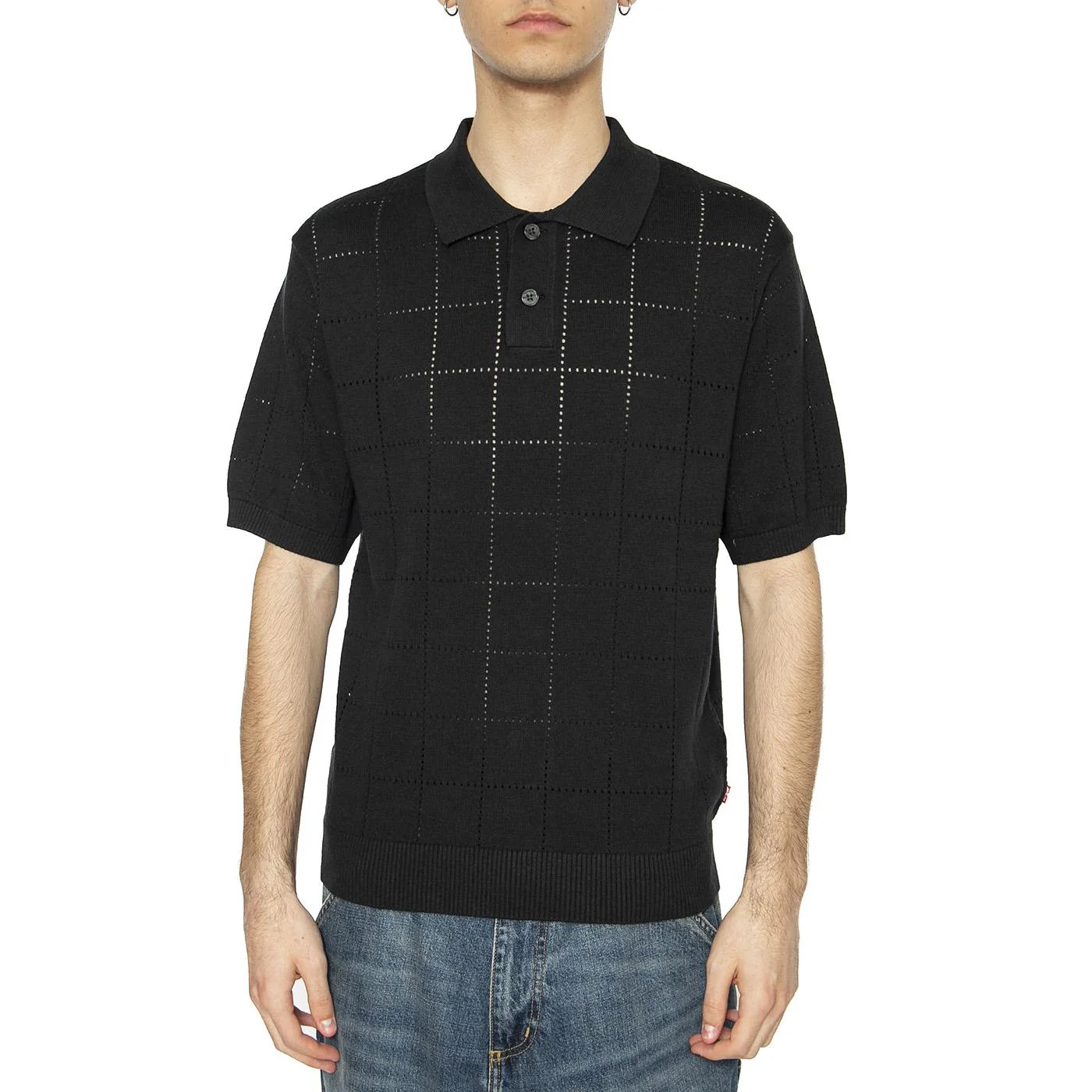 Sweater Knit Polo Pointelle Grid Mineral - Polo Uomo Nera Uomo LEVIS - Image 2