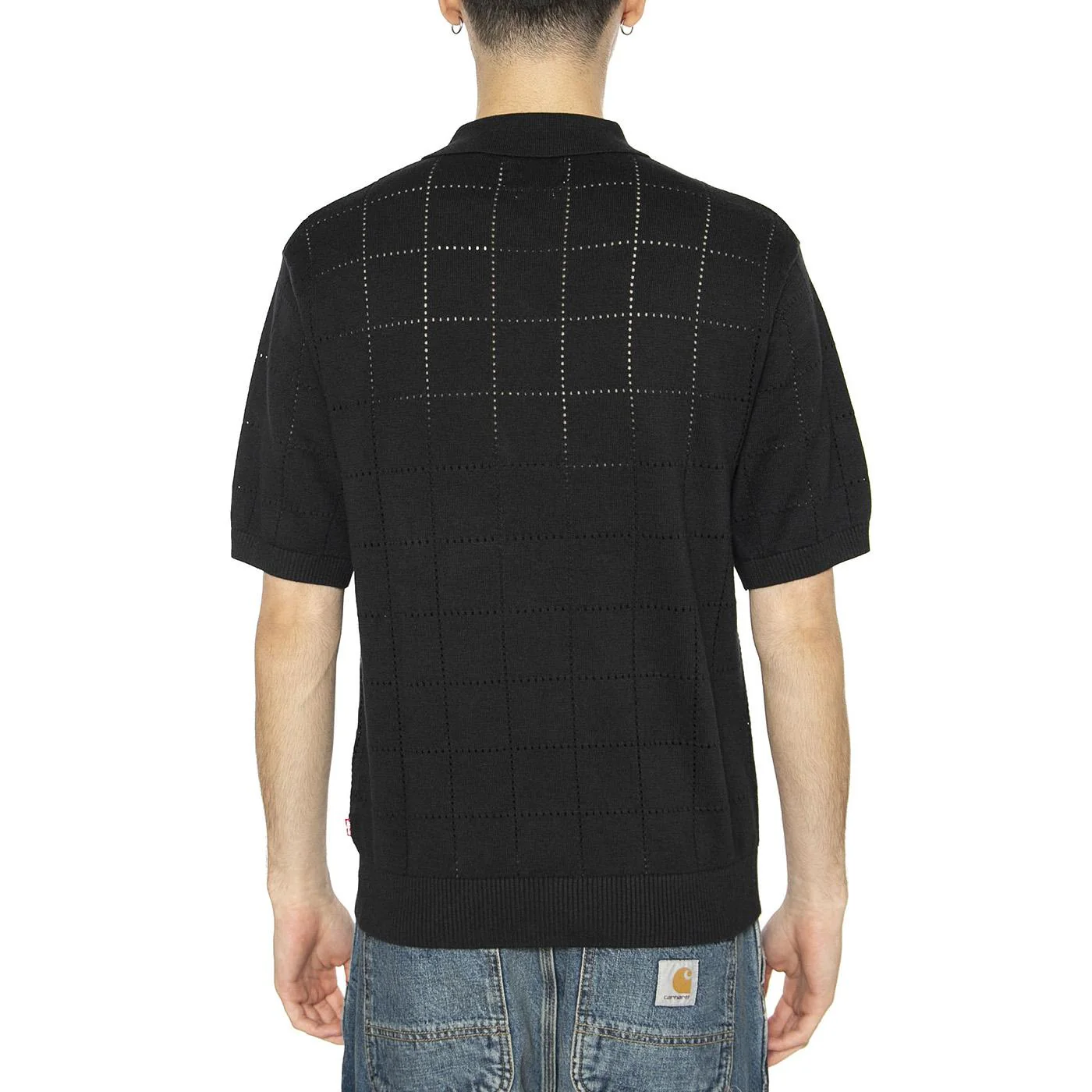 Sweater Knit Polo Pointelle Grid Mineral - Polo Uomo Nera Uomo LEVIS - Image 3