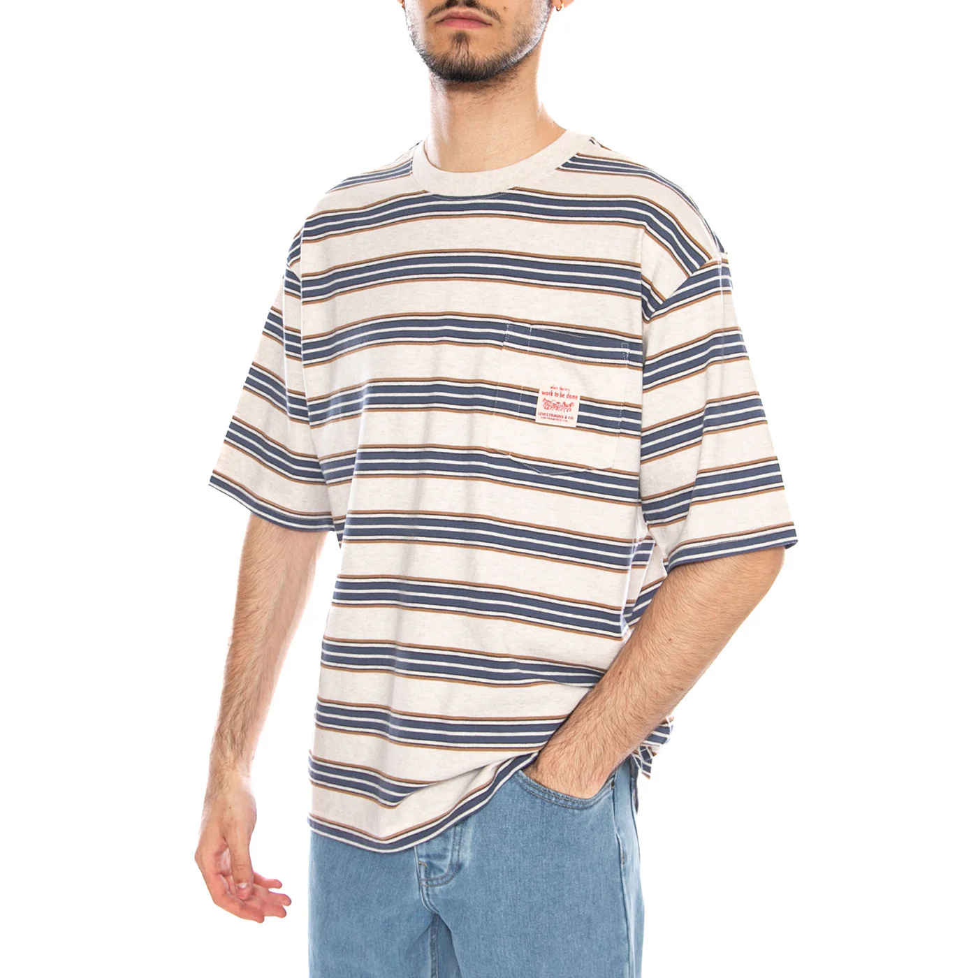 Workwear Tee Caspian Stripe - Maglietta Girocollo Uomo Multicolore Uomo LEVIS