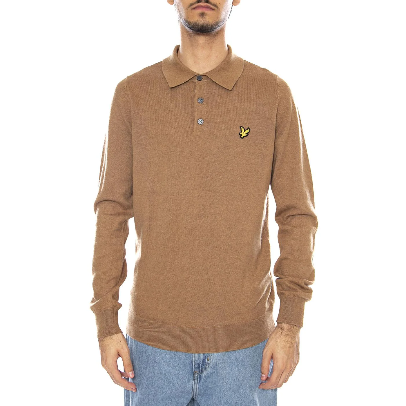 Cotton Merino Long Sleeve Knit Tigers Eye - Maglione Polo Uomo Marrone Uomo LYLE & SCOTT - Image 2