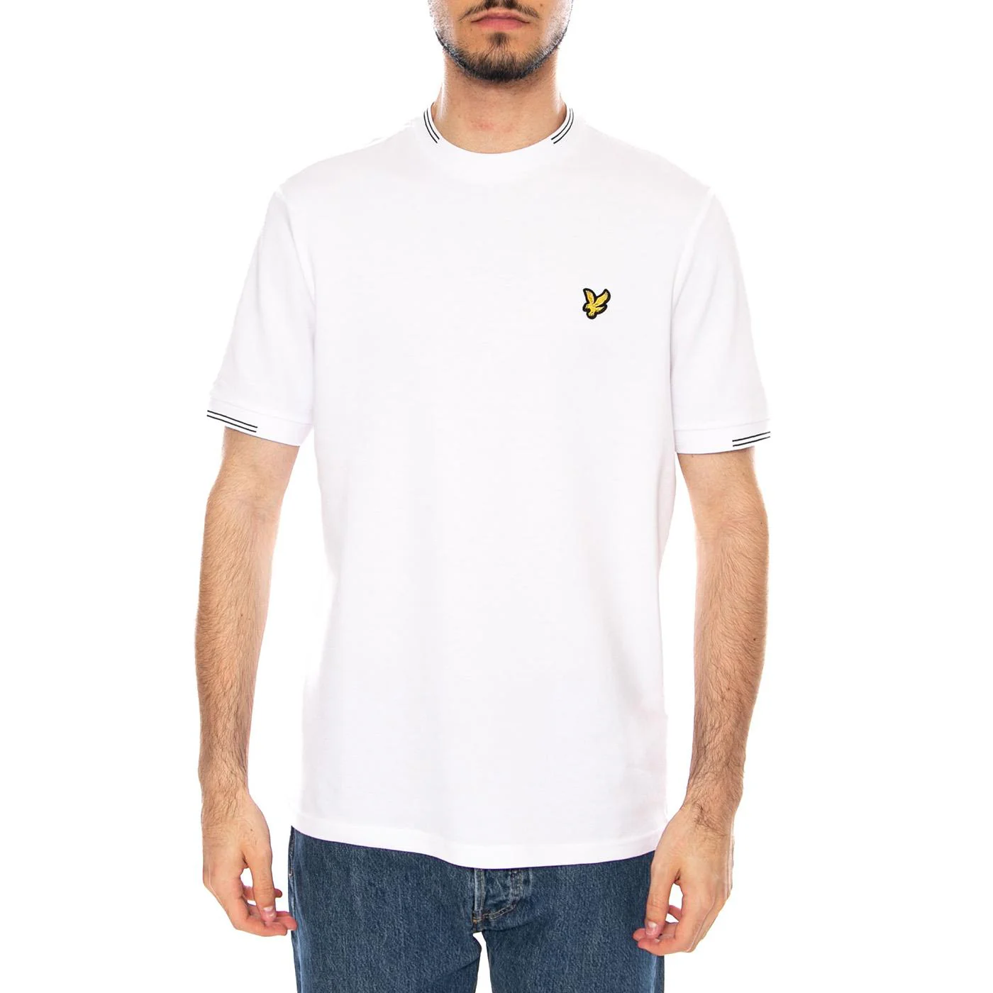 FINE TIPPED T-SHIRT WHITE / EVERGLADE - Maglietta Girocollo Uomo Bianca Uomo LYLE & SCOTT - Image 2