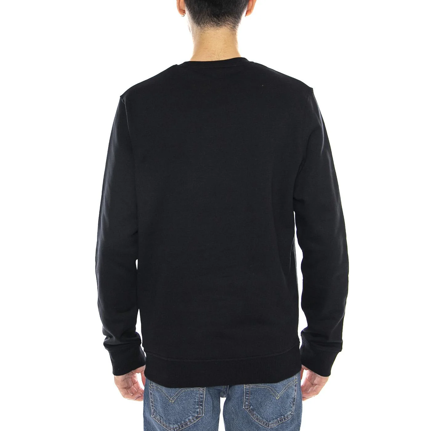 Brushed Back Crew-Neck Sweatshirt - Jet Black - Felpa Girocollo Uomo Nera Uomo LYLE & SCOTT - Image 3