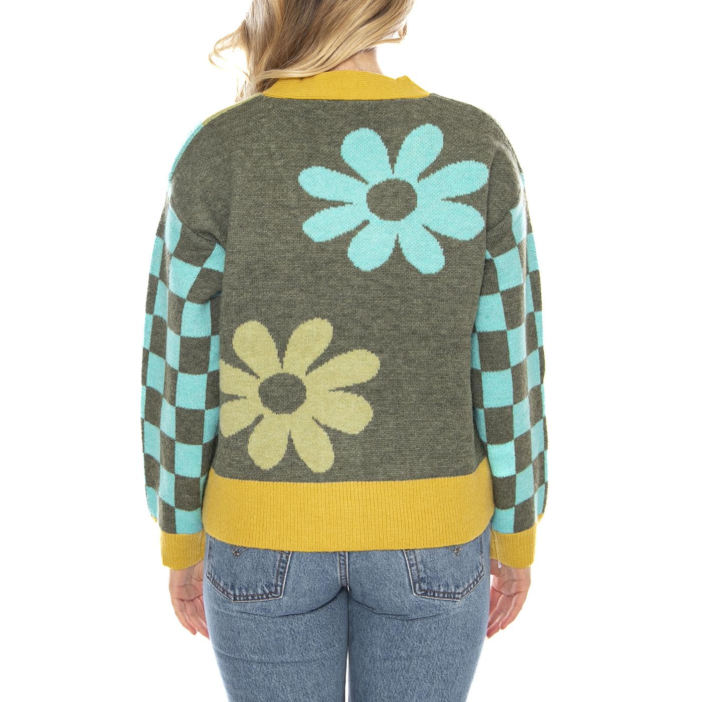 Knitted Cardigans 527 Khaki Flowe - Cardigan Donna Multicolore MD'M Donna MD'M - Image 3