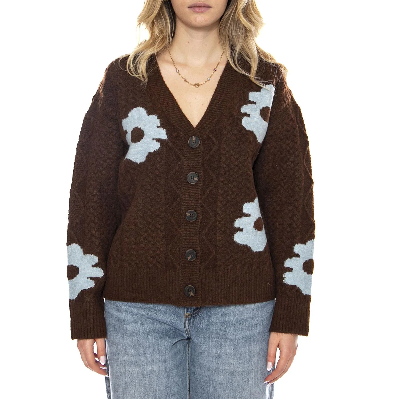 MD M Knitted Cardigans 158 Capuccin - Maglione Scollo a V Donna Marrone Donna MD'M - Image 2
