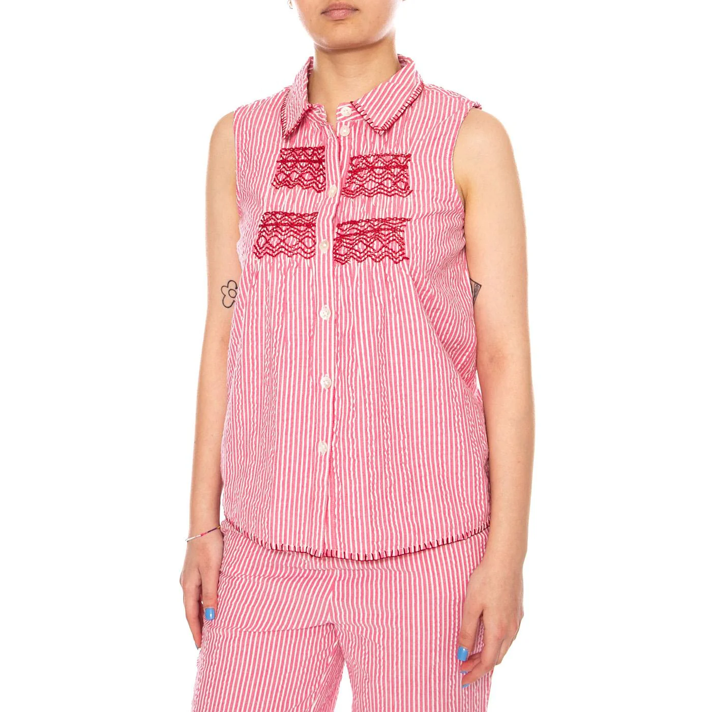 S/S BLOUSES-TOP PINK - Top Smanicato Donna Rosa Donna MD'M