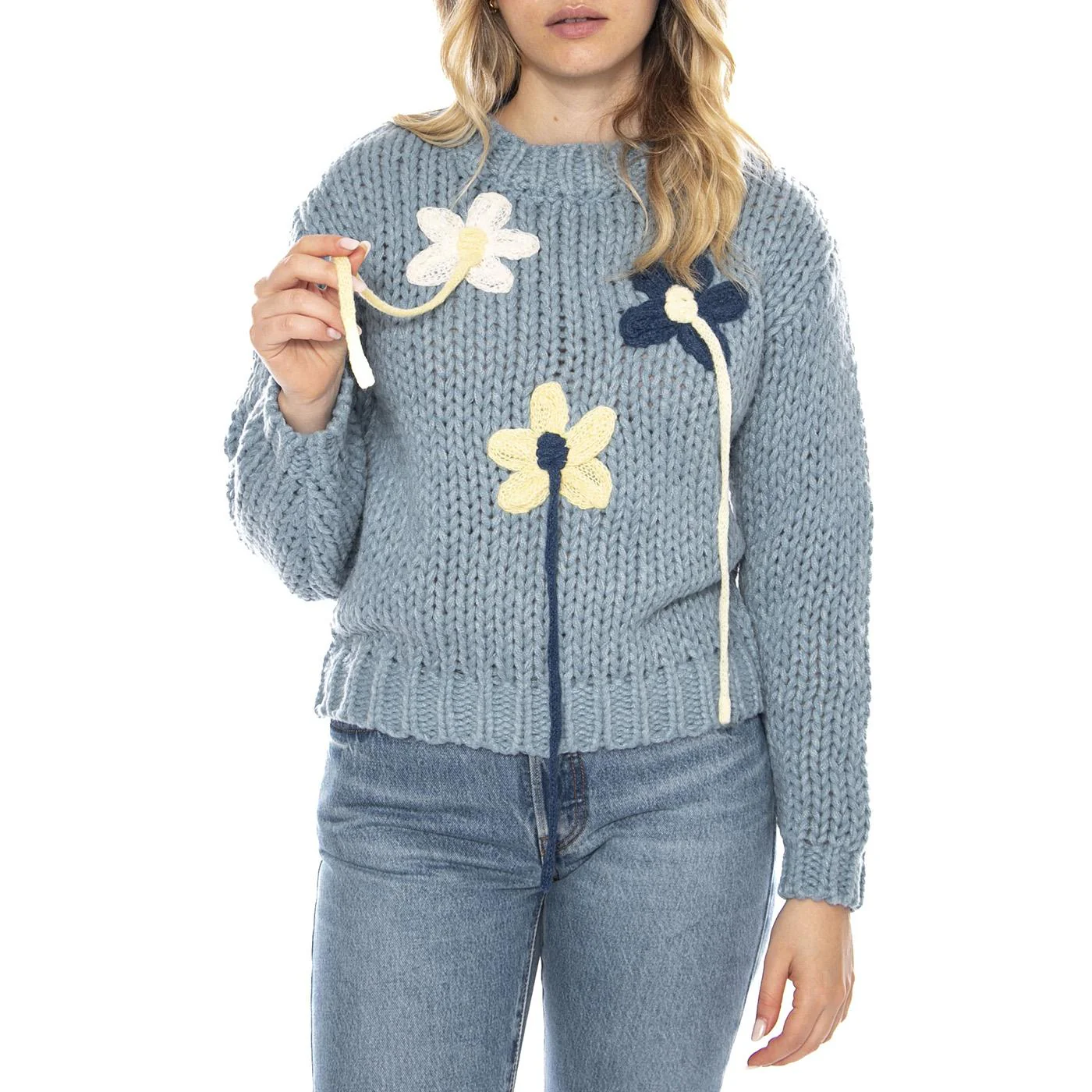 Sweaters 133 Retro Blue - Maglione Donna Blu Donna MD'M