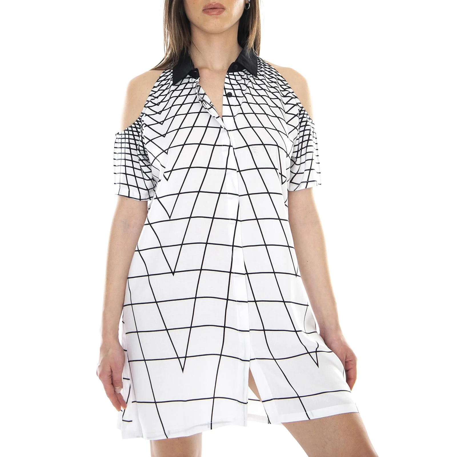 Sahara Dress - Tron Black / White - Abito Donna Bianco / Nero Donna MOTEL ROCKS