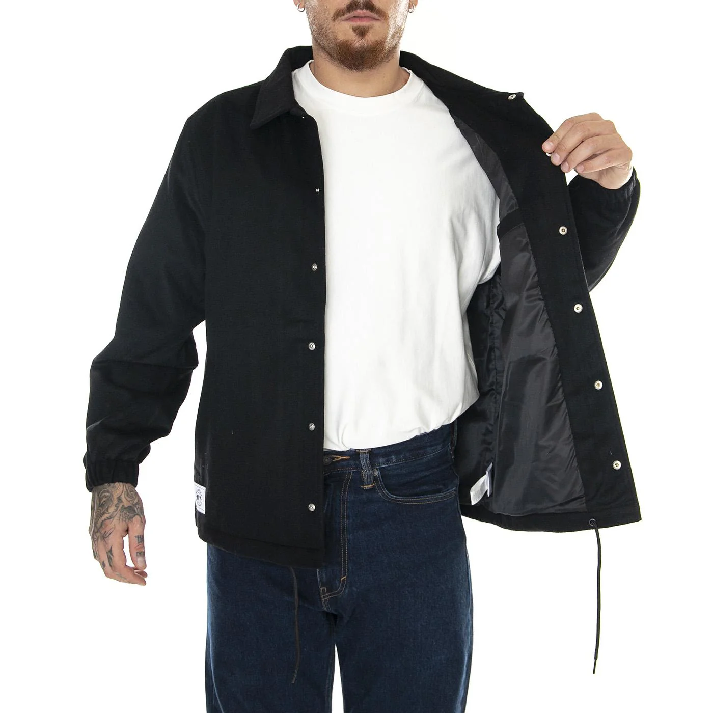 MLB Coaches Jacket Nevyan Black / White - Giacca Invernale Uomo Nera Uomo NEW ERA - Image 4