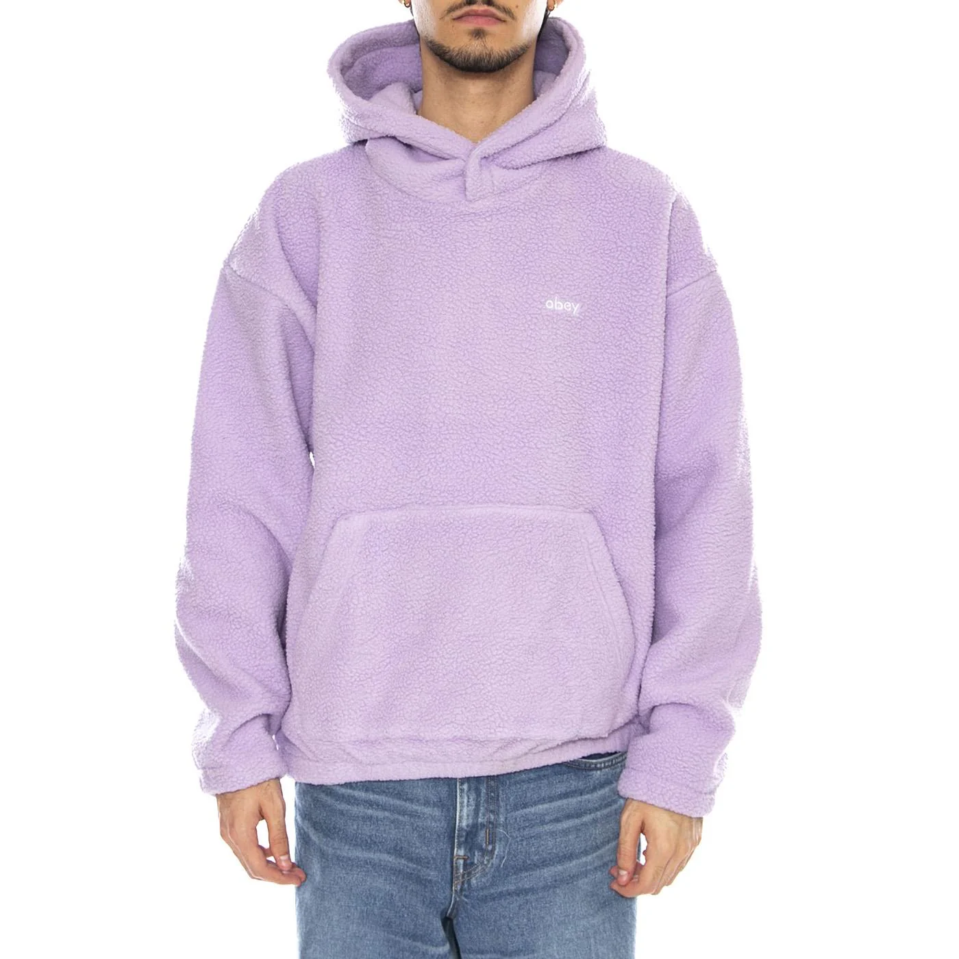 Bold Polar Fleece Hood Digital Lavender - Felpa con Cappuccio Uomo Viola Uomo OBEY - Image 2