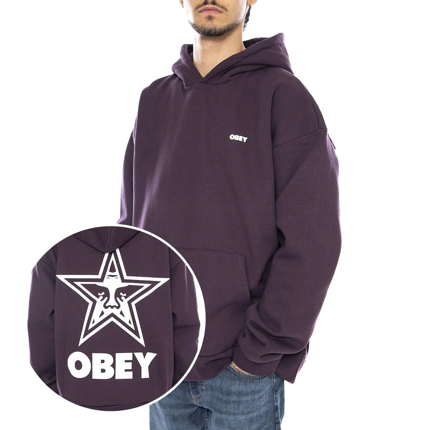 Bold Star Extra Heavy Hoof Fleece Plum Perfect - Felpa con Cappuccio Uomo Viola Uomo OBEY
