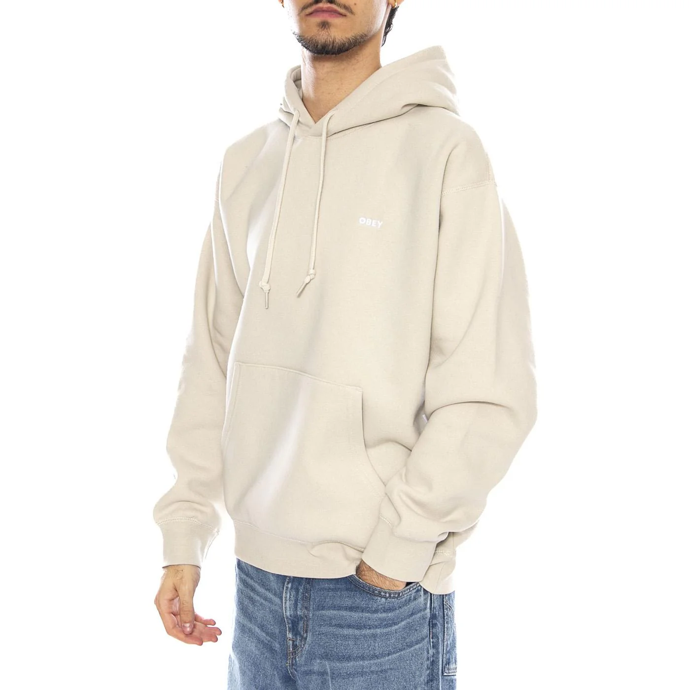 Established Works Bold Hood II Fleece Moonstruck - Felpa con Cappuccio Uomo Beige Uomo OBEY