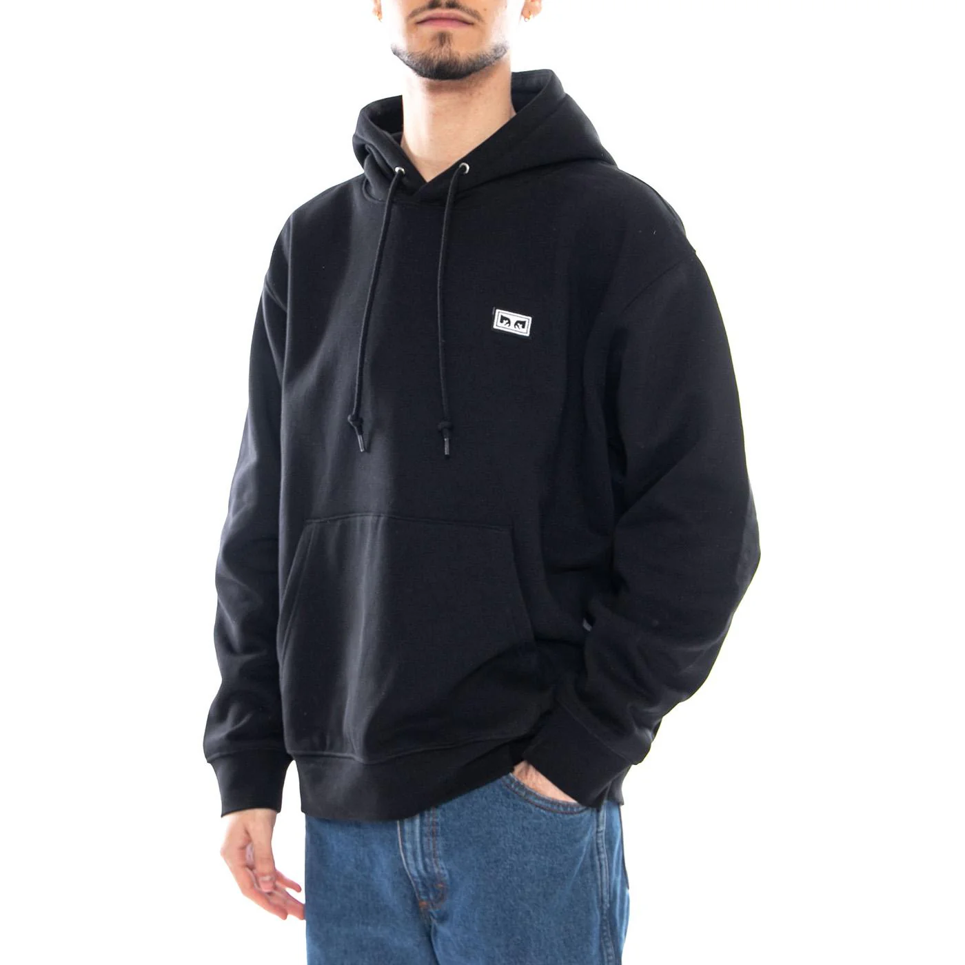 ESTABLISHED WORKS EYES HOOD - Felpa con Cappuccio Uomo Nera Uomo OBEY