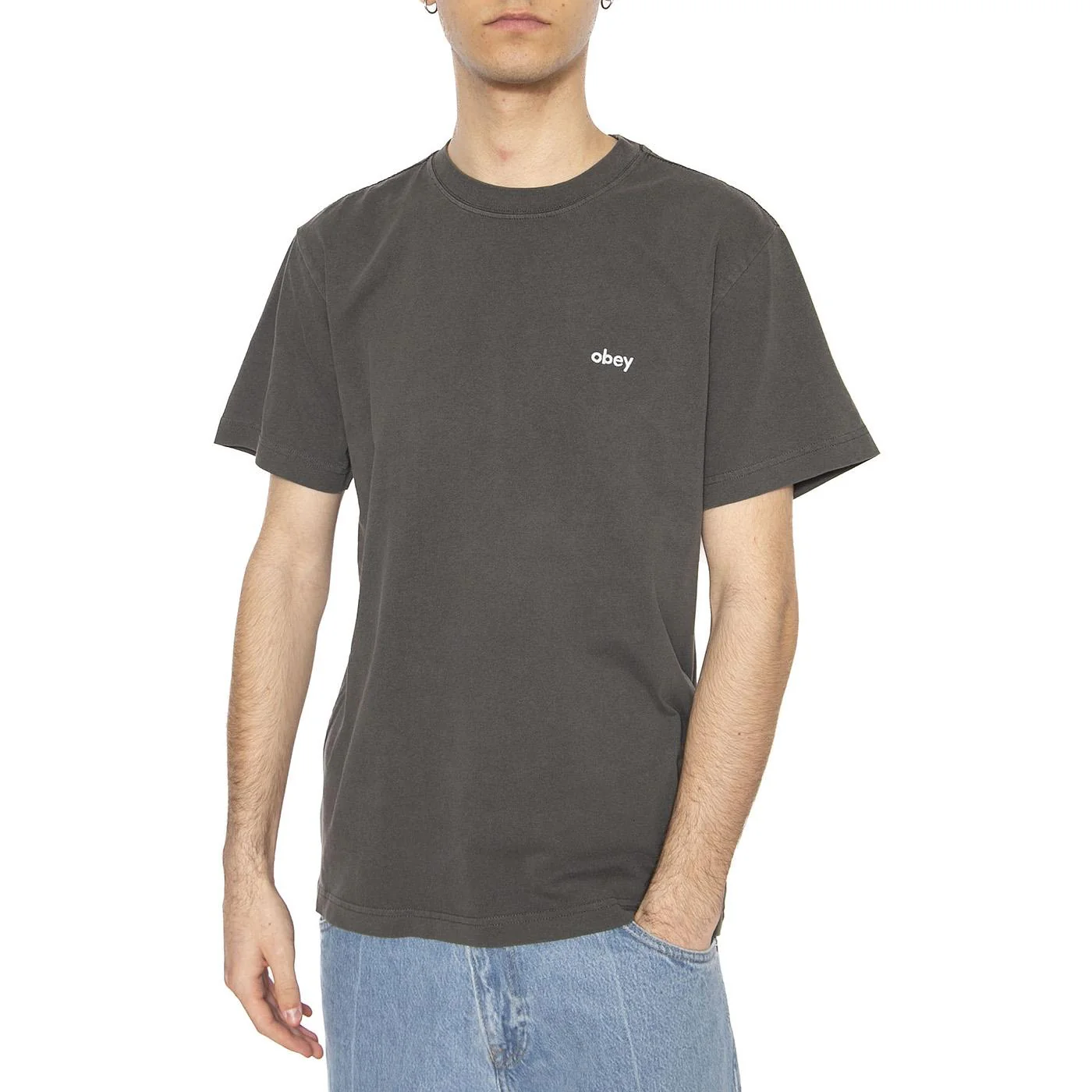 Lowercase Pigment Tee SS Digital Black - Maglietta Girocollo Uomo Nera Uomo OBEY