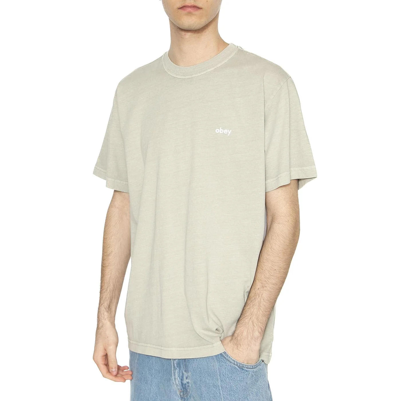 Lowercase Pigment Tee SS Green - Maglietta Girocollo Uomo Verde Uomo OBEY