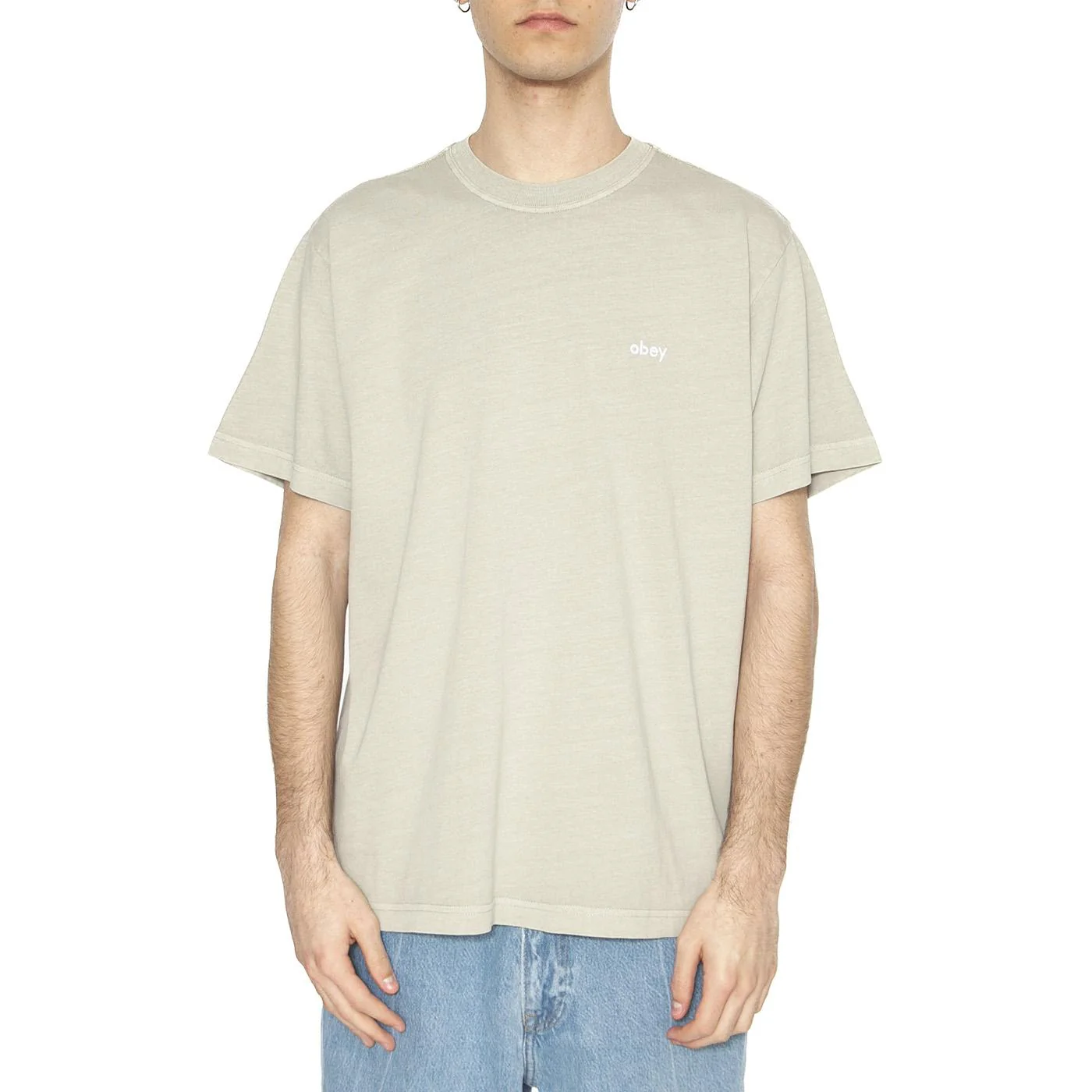 Lowercase Pigment Tee SS Green - Maglietta Girocollo Uomo Verde Uomo OBEY - Image 2