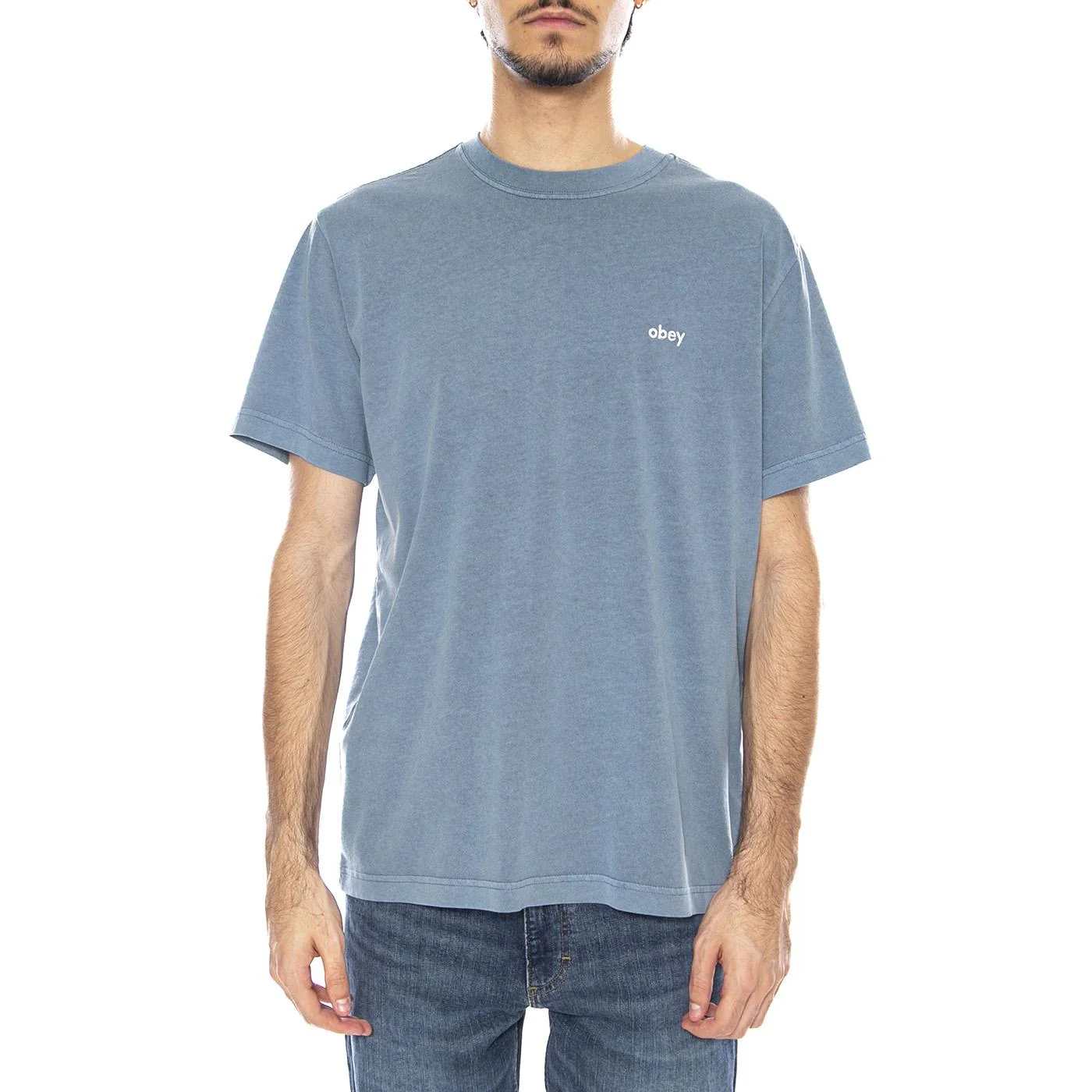 Lowercase Pigment Tee SS Pigment Coronet Blue - Maglietta Girocollo Uomo Blu Uomo OBEY - Image 2