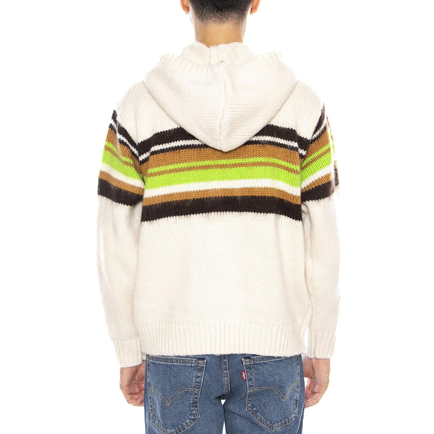 Myers Zip Up Hood Sweater Unbleached / Multi -- Felpa con Cappuccio Uomo Beige Naturale / Multicolore Uomo OBEY - Image 3