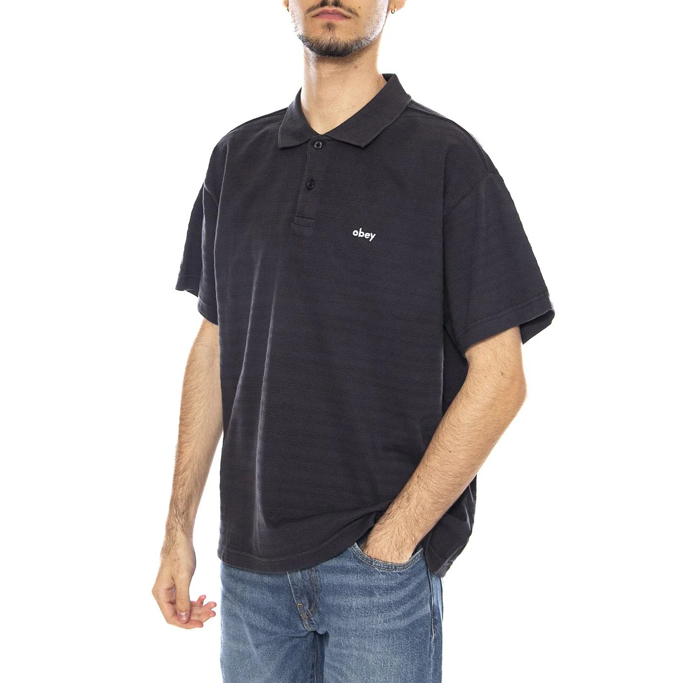 Nash Bigwig Polo SS Digital Black -- Polo a Maniche Corte Uomo Nera  Uomo OBEY