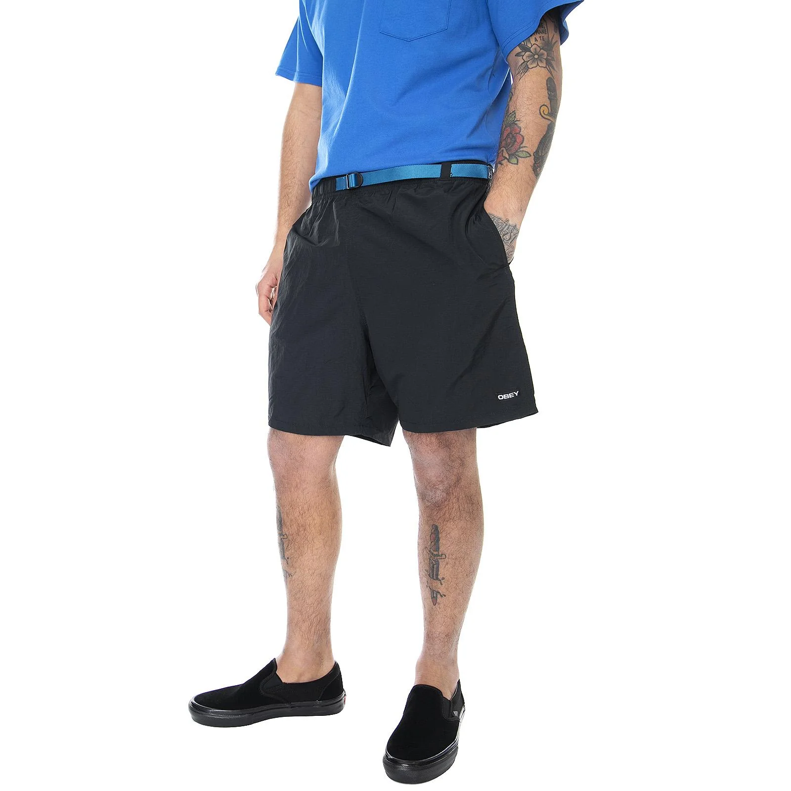Mens Easy Relaxed Trek Shorts - Black - Bermuda Uomo Neri Uomo OBEY