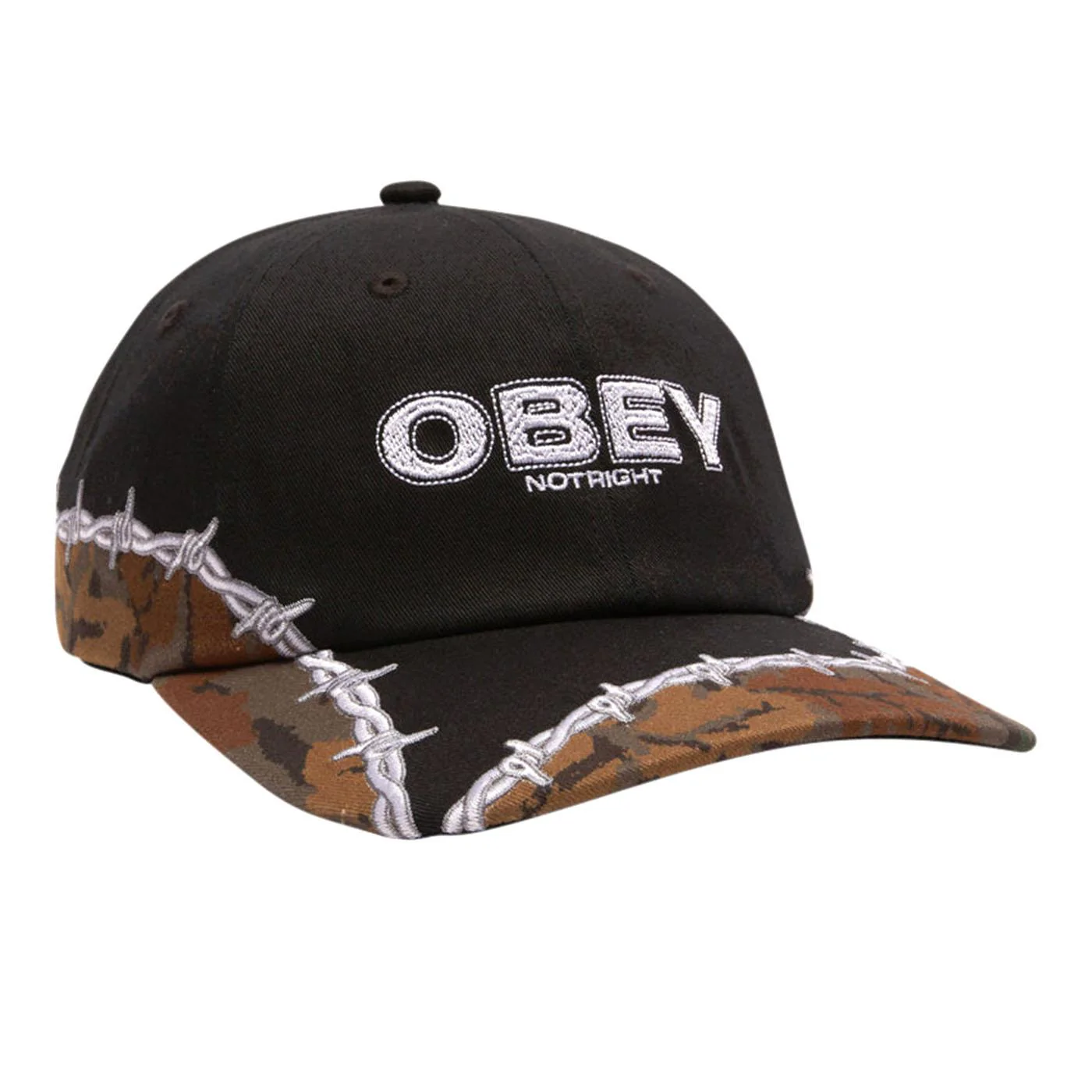 Nopt Right 6 Panels Velcro Black - Cappellino con Visiera Nero  ACCESSORI OBEY