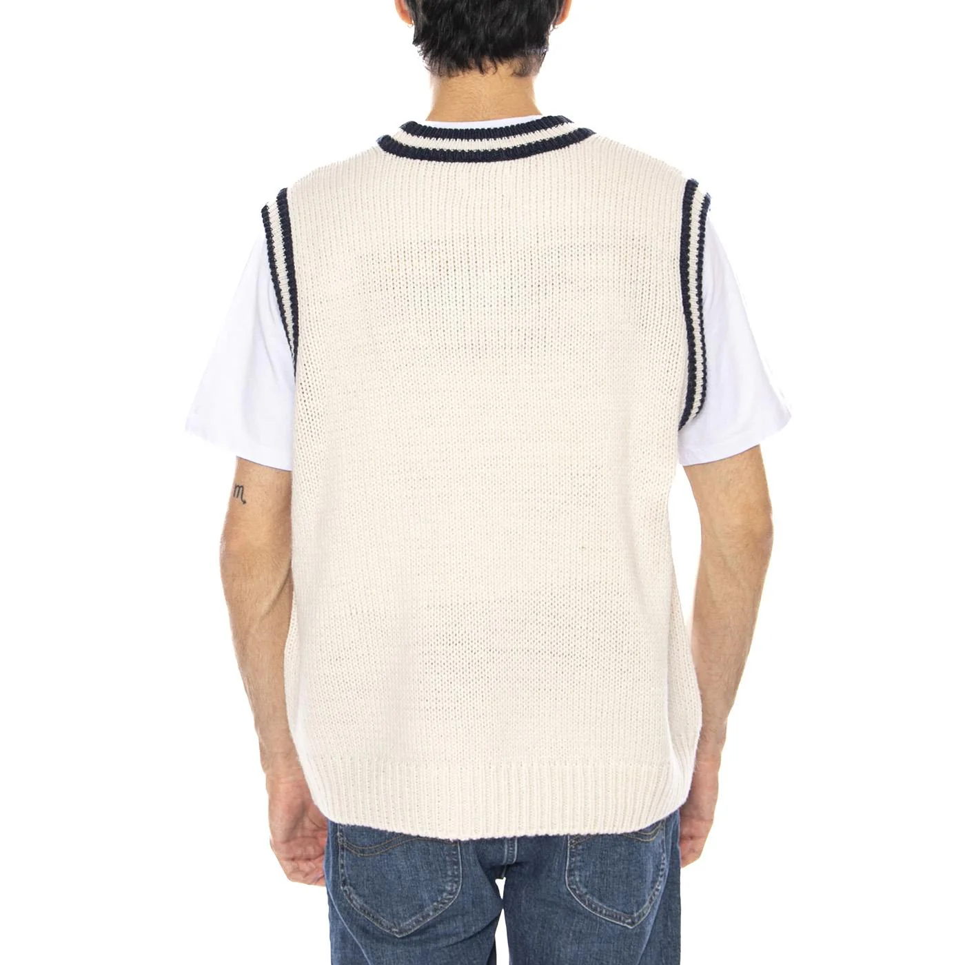 Obey Alden Sweater Vest White - Gilet Uomo Bianco  Uomo OBEY - Image 3